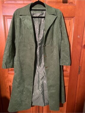 Green Suede Trench Coat
